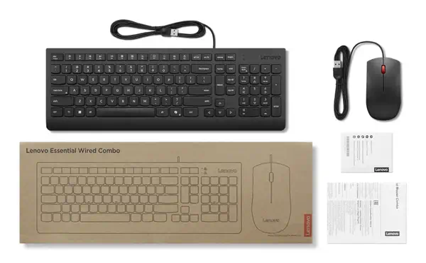 Essential Wired Combo Black US Euro - Lenovo - Pack Clavier, souris - visuel 4
