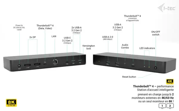 Thunderbolt 4 Intelligent Dual Display Docking Station + Power Delivery 90W - I-Tec - Station d'accueil pour portable - visuel 5