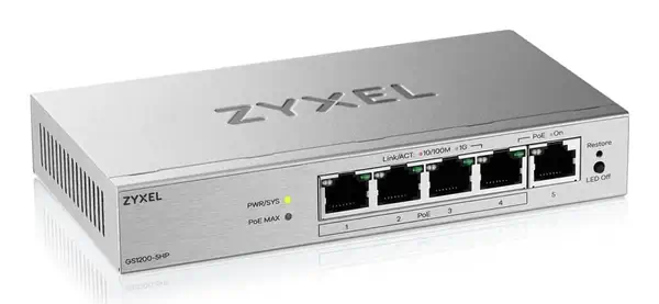 Zyxel GS1200-5HPV3 Géré L2 Gigabit Ethernet (10/100/1000) Connexion Ethernet, supportant l'alimentat - Switchs et Hubs - visuel 2