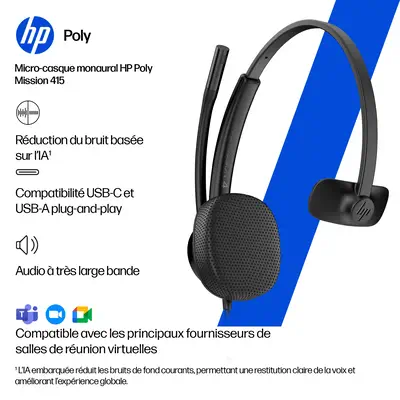 Micro-casque filaire USB binaural HP Poly Mission 425 (en vrac) - Casque Micro - visuel 9