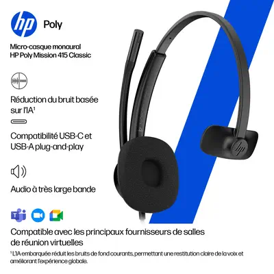 Micro-casque filaire USB binaural HP Poly Mission 425 (en vrac) - Casque Micro - visuel 5
