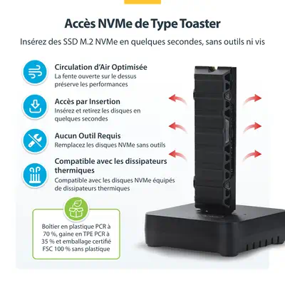 Dock Adaptateur USB-C/USB-A vers M.2 NVMe, 10 Gbps, Lecteur SSD Externe M.2 NVMe Sans Outil, B+M/M-K - StarTech - Station d'accueil pour portable - visuel 7