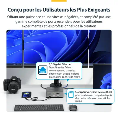 Dock Thunderbolt 5, Double 8K 60Hz, Triple 4K pour Windows, Jusqu'à Double 6K 60Hz pour Mac - Statio - StarTech - Station d'accueil pour portable - visuel 10