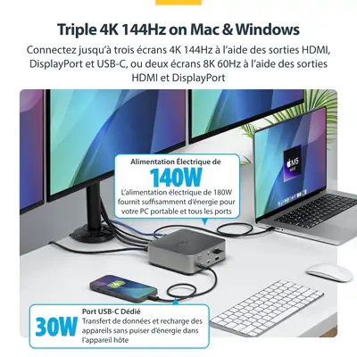 Dock Thunderbolt 5, Double 8K 60Hz, Triple 4K pour Windows, Jusqu'à Double 6K 60Hz pour Mac - Statio - StarTech - Station d'accueil pour portable - visuel 5