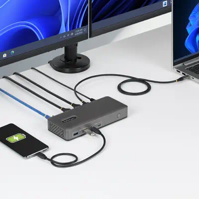 Station d'Accueil USB-C à Deux Écrans, HDMI, 4K 60Hz, Recharge d'Ordinateur Portable 100 W, 1 GbE, S - StarTech - Station d'accueil pour portable - visuel 4