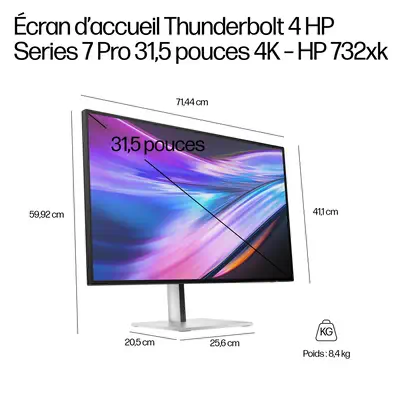 Écran pour station d’accueil Thunderbolt 4 HP Series 7 Pro 31,5 pouces 4K – HP 732xk - Ecran Ordinateur - visuel 7
