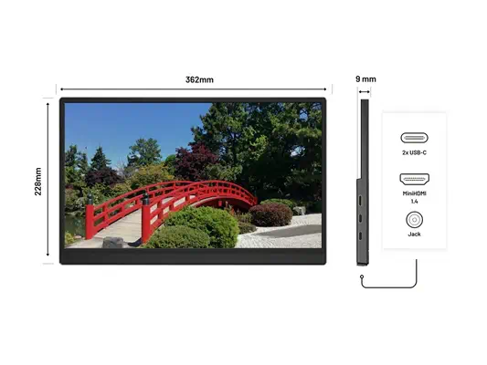 JAPANNEXT JN-MD-i156F-T-LE - Ecran nomade tactile 15.6p 1920x1080 FHD 60Hz - IPS - 300 cd/m2 - mini  - Ecran Ordinateur - visuel 3