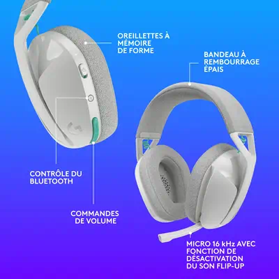 Logitech G G321 LIGHTSPEED Casque Sans fil Arceau Gaming USB Type-C Bluetooth Blanc - Casque Micro - visuel 8