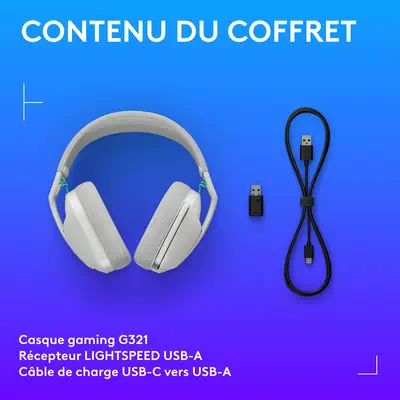 Logitech G G321 LIGHTSPEED Casque Sans fil Arceau Gaming USB Type-C Bluetooth Blanc - Casque Micro - visuel 9