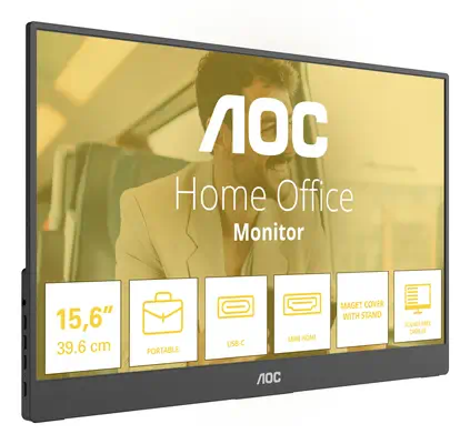 AOC 16T20E2 téléviseur et moniteur portables Moniteur portable Noir 39,6 cm (15.6") LED 1920 x 1080  - Ecran Ordinateur - visuel 2