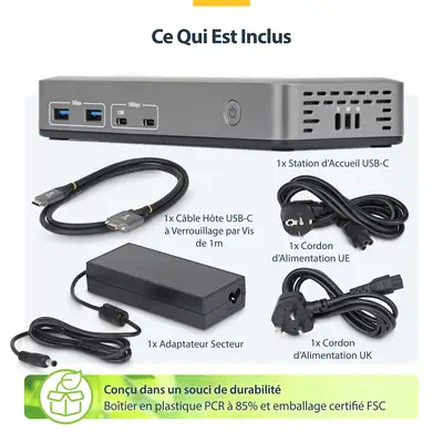 Station d'Accueil USB-C Triple Écrans 4K (2x 4K 60Hz, 1x 4K 30Hz), Alimentation 100W, 6 Ports USB (1 - StarTech - Station d'accueil pour portable - visuel 7