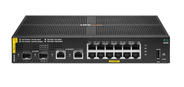 Aruba Networking CX 6000 12p 10M/100M/1G Class4 PoE 2p SFP 1G 139W Switch - HP - Switchs et Hubs - visuel 1