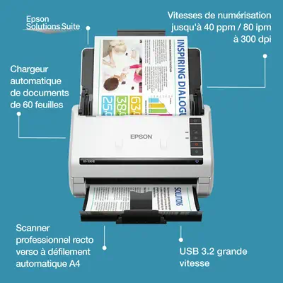 Epson WorkForce DS-530III Alimentation feuille à feuille de scanner 600 x 600 DPI A4 Blanc - Scanner - visuel 1
