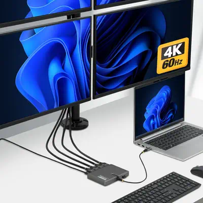 StarTech.com QUAD-USB-HDMI-ADAPT station d'accueil Avec fil USB 3.2 Gen 1 (3.1 Gen 1) Type-C Gris - Station d'accueil pour portable - visuel 4