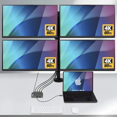 StarTech.com QUAD-USB-HDMI-ADAPT station d'accueil Avec fil USB 3.2 Gen 1 (3.1 Gen 1) Type-C Gris - Station d'accueil pour portable - visuel 3