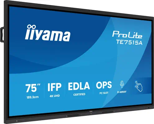 iiyama TE7515A-B2AG Écran d'affichage dynamique En forme de kiosk 190,5 cm (75") Wifi 550 cd/m² 4K U - Affichage dynamique - visuel 1