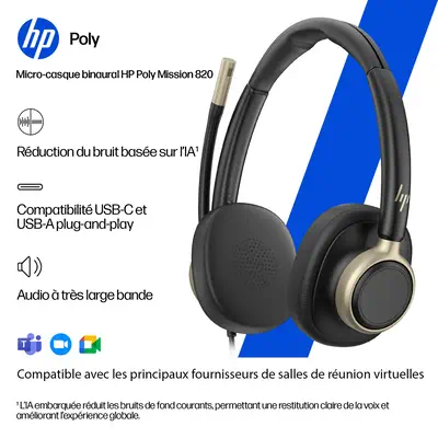 Micro-casque filaire USB monaural HP Poly Mission 815 - Casque Micro - visuel 8