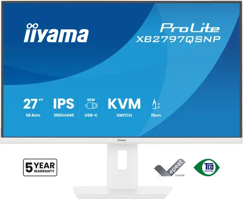 iiyama ProLite XB2797QSNP-W1 écran plat de PC 68,6 cm (27") 2560 x 1440 pixels Quad HD LCD Blanc - Ecran Ordinateur - visuel 2