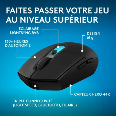 Logitech G305 X SUPERLIGHT-BK-EWR2i-934 - Pack Clavier, souris - visuel 2