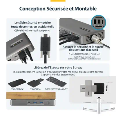 Station d'Accueil USB4, Double Sortie 4K Sans Pilote pour macOS et Windows, Station d'Accueil USB-C  - StarTech - Station d'accueil pour portable - visuel 9
