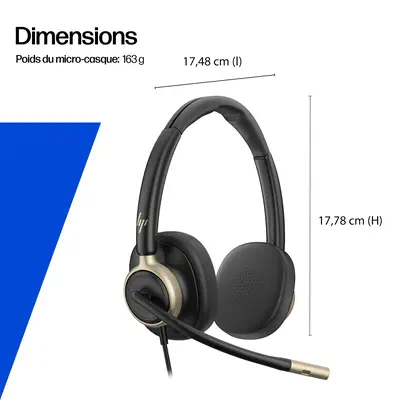 Micro-casque filaire USB binaural HP Poly Mission 825 - Casque Micro - visuel 4
