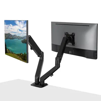 Support d'écran avec bras à gaz à double montage - Noir - Lindy - Accessoire Vidéoprojecteur - visuel 2