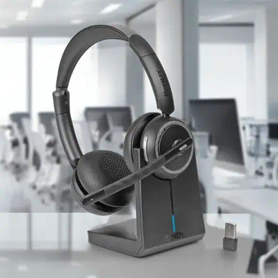 Lindy L118 Casque Sans fil Arceau Bureau/Centre d'appels USB Type-C Bluetooth Socle de chargement No - Casque Micro - visuel 3