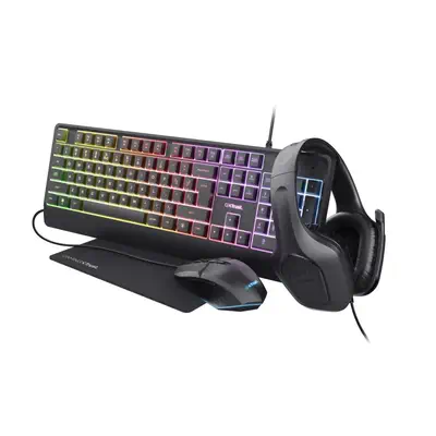 Trust GXT 792 QUADROX clavier Souris incluse Gaming USB Français Noir - Clavier - visuel 1