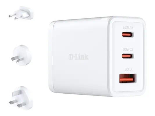 D-LINK 65W GaN Charger 2 USB-C ports 1 USB-A port Simultaneous Charging of 3 devices Fast charging - D-Link - Câble RJ et Fibre optique - visuel 1