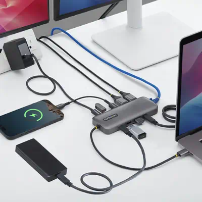 Adaptateur Multiport USB-C vers Deux Ports DisplayPort 10-en-1, Recharge Power Delivery 100 W, 2 x 4 - StarTech - Station d'accueil pour portable - visuel 6