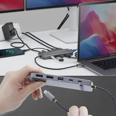 Adaptateur Multiport USB-C vers Deux Ports DisplayPort 10-en-1, Recharge Power Delivery 100 W, 2 x 4 - StarTech - Station d'accueil pour portable - visuel 5
