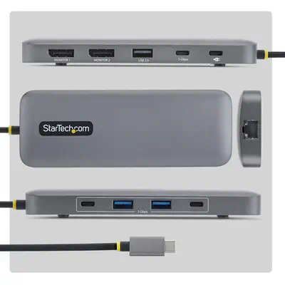 Adaptateur Multiport USB-C vers Deux Ports DisplayPort 10-en-1, Recharge Power Delivery 100 W, 2 x 4 - StarTech - Station d'accueil pour portable - visuel 3