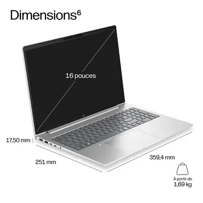 HP E0EY5ET laptop Intel Core 7 350 Ordinateur portable 40,6 cm (16") WUXGA 16 Go LPDDR5x-SDRAM 512 G - PC Portable - visuel 5