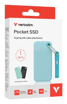 Verbatim Pocket SSD 1 To USB Type-C 3.2 Gen 2 (3.1 Gen 2) Bleu - Adaptateur stockage - visuel 6