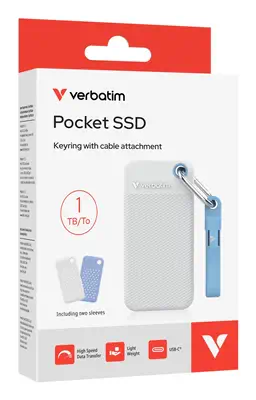 Verbatim Pocket SSD 1 To USB Type-C 3.2 Gen 2 (3.1 Gen 2) Bleu, Blanc - Adaptateur stockage - visuel 5