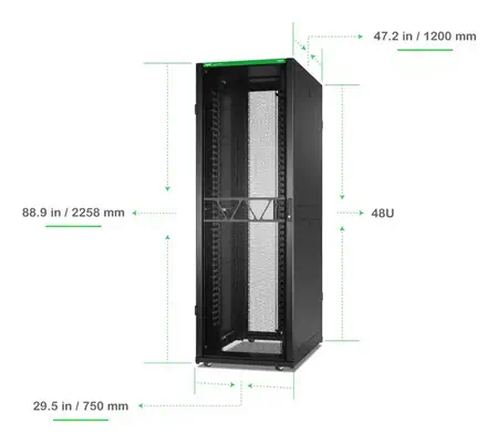 NetShelter SX2 networking 48U L750XP1200XH2258mm, noir, avec pann. Laté. - APC - Rack et Armoire - visuel 4