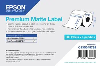 Premium Matte Label - Die Cut Roll: 210mm x 297mm, 200 labels livraison gratuite