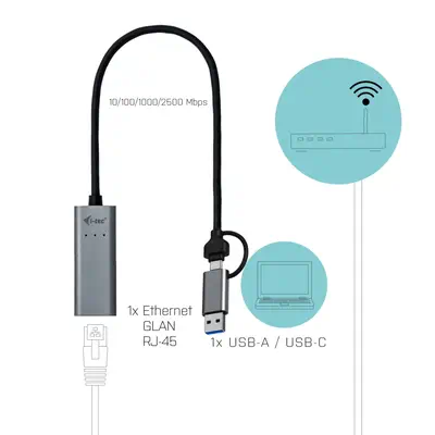 i-tec Metal USB-C/USB-A 2.5Gbps Ethernet Adapter - I-Tec - Carte Réseau - visuel 3