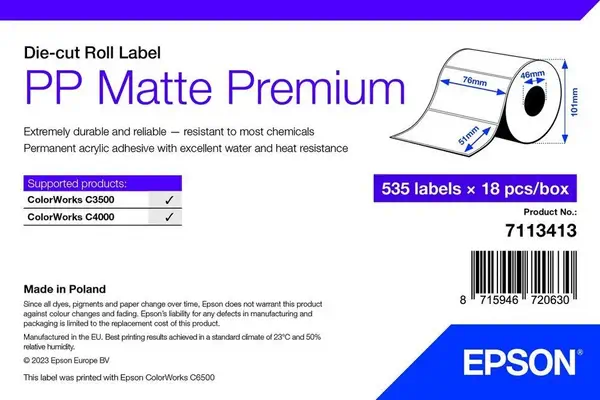 Epson 7113413 étiquette à imprimer Blanc Imprimante d'étiquette adhésive - Consommable - visuel 1
