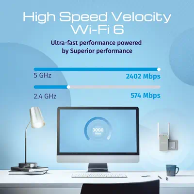 Keenetic Buddy 6 (KN-3411) Amplificateur de la portée du Wi-Fi 6 maillé AX3000 avec port Gigabit Eth - Routeur - visuel 5