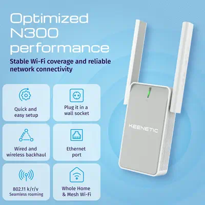 Keenetic Buddy 4 (KN-3211) Amplificateur de portée de Wi-Fi N300 compatible avec un réseau maillé éq - Routeur - visuel 3
