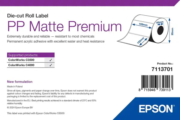 Epson 7113701 étiquette à imprimer Blanc Imprimante d'étiquette adhésive - Consommable - visuel 1