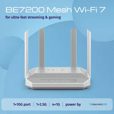 Keenetic Titan (KN-1812) Routeur Multi-Gigabit Wi-Fi 7 maillé BE7200 avec commutateur intelligent 1× - visuel 2