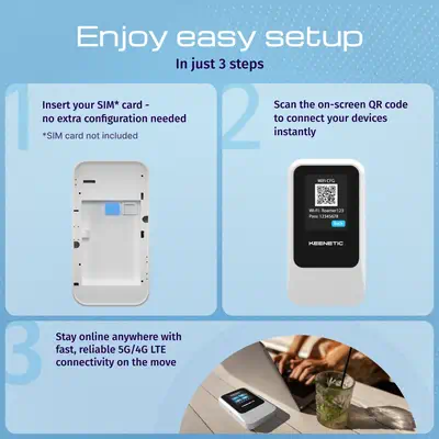 Keenetic Roamer 5G (KN-5210) Point d'accès mobile 5G avec Wi-Fi 6 - Carte Réseau - visuel 4