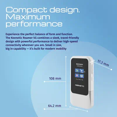 Keenetic Roamer 5G (KN-5210) Point d'accès mobile 5G avec Wi-Fi 6 - Carte Réseau - visuel 8