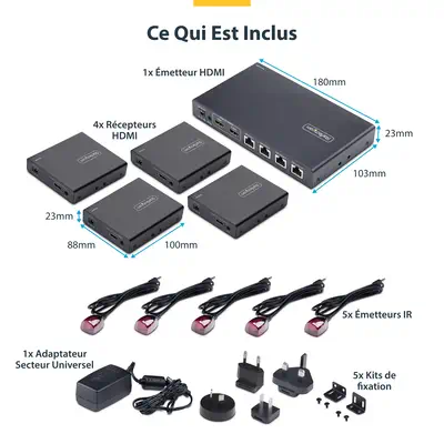 Rallonge et Répartiteur HDMI 4 Ports sur CAT6, 4K 60 Hz, Jusqu'à 70 m, Kit de Distribution HDMI 1x4  - StarTech - Accessoire Réseau - visuel 7