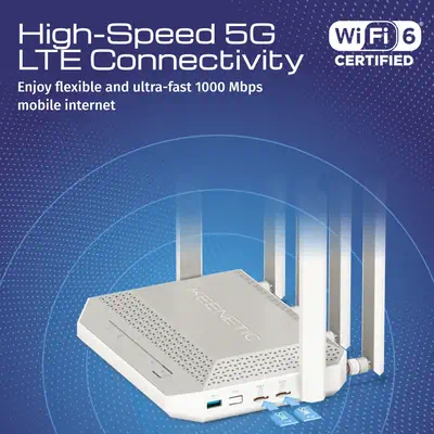 Keenetic Hero 5G (KN-4110) Modem-routeur 5G Wi-Fi 6 maillé AX3000 avec 2 ports pour carte SIM, un co - Routeur - visuel 2
