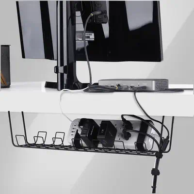 Bac de Rangement de Câbles sous Bureau, Longueur 61,5cm, Organiseur de Câbles Métallique de Type Pan - StarTech - Switchs et Hubs - visuel 4