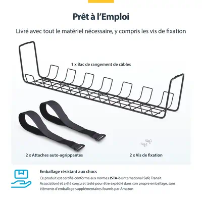 Bac de Rangement de Câbles sous Bureau, Longueur 61,5cm, Organiseur de Câbles Métallique de Type Pan - StarTech - Switchs et Hubs - visuel 8