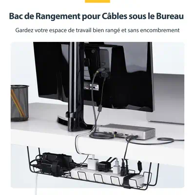 Bac de Rangement de Câbles sous Bureau, Longueur 61,5cm, Organiseur de Câbles Métallique de Type Pan - StarTech - Switchs et Hubs - visuel 5